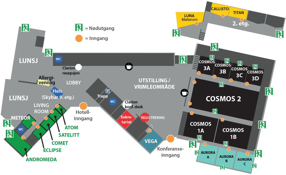 Romplan for saler under NOKIOS på Clarion Hotel Trondheim