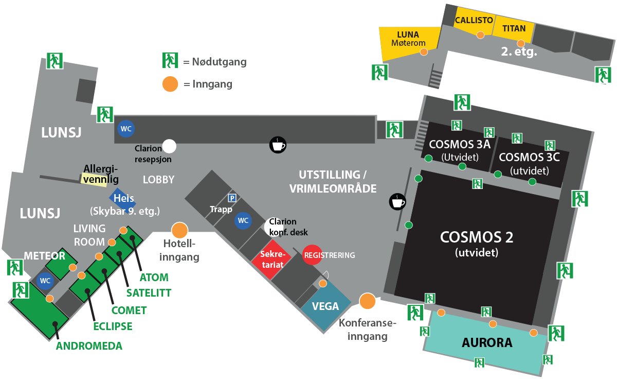 Romplan for saler under NOKIOS på Clarion Hotel Trondheim