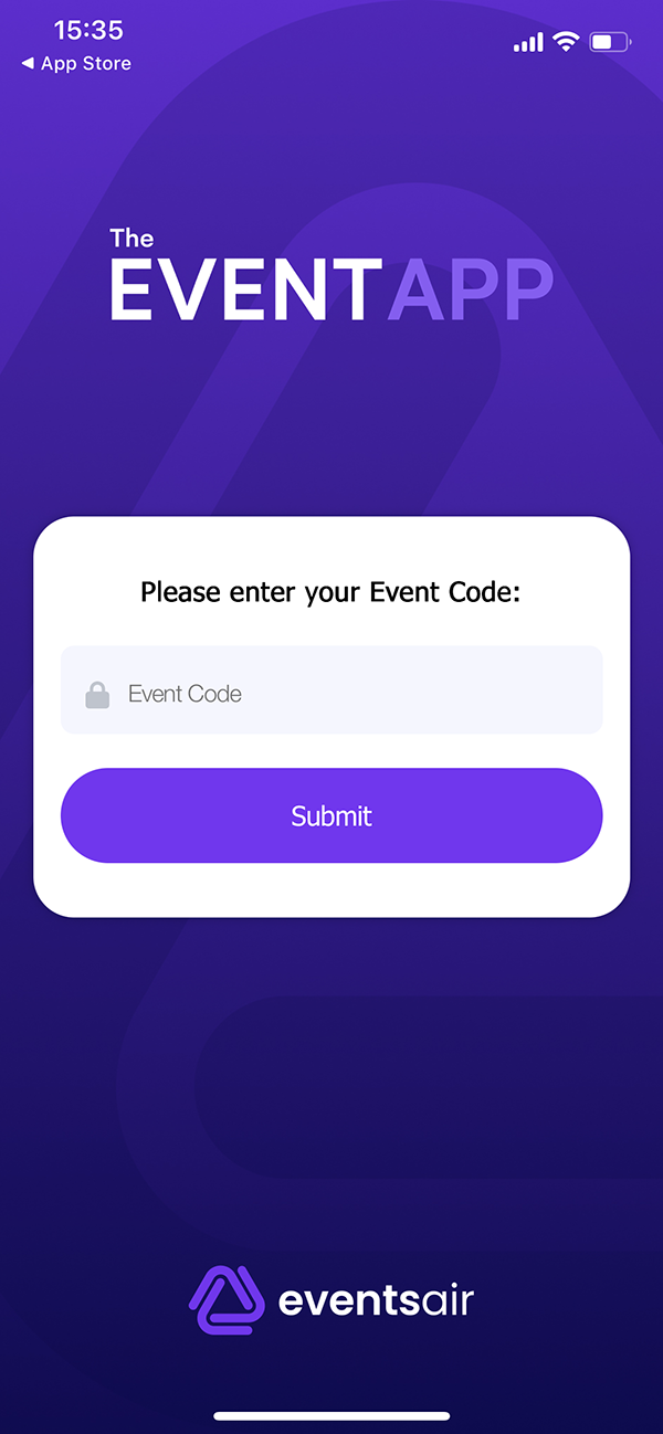 eventapp-screen Screenshot of the first screen of the events app.